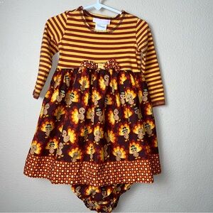 Bonnie Jean Baby Size 24 Months Thanksgiving Turkey Outfit Brown Dress Bloomers